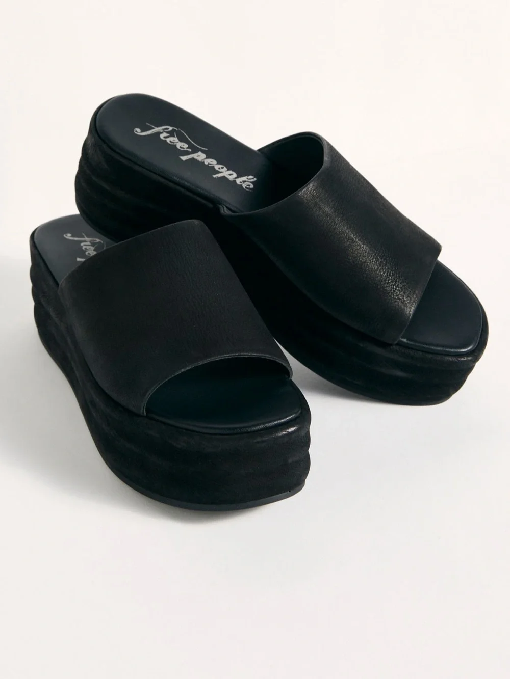 Free People Harbor Platform Slide Sandal in Black 6.5